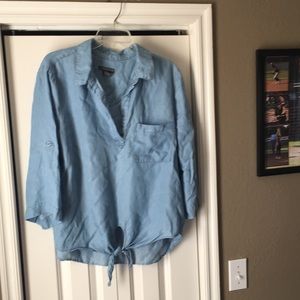 Beachy tie front long sleeve shirt